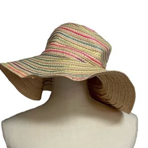 Multicolor Striped Wide-Brim Sun Hat